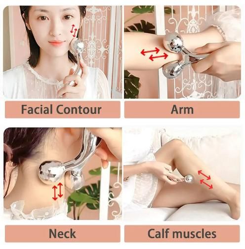 Herhaven Mini Long 3D Shape 360 Rotate Face Massage Roller