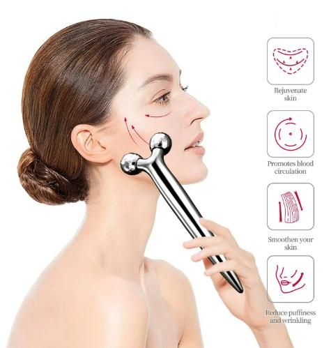 Herhaven Mini Long 3D Shape 360 Rotate Face Massage Roller