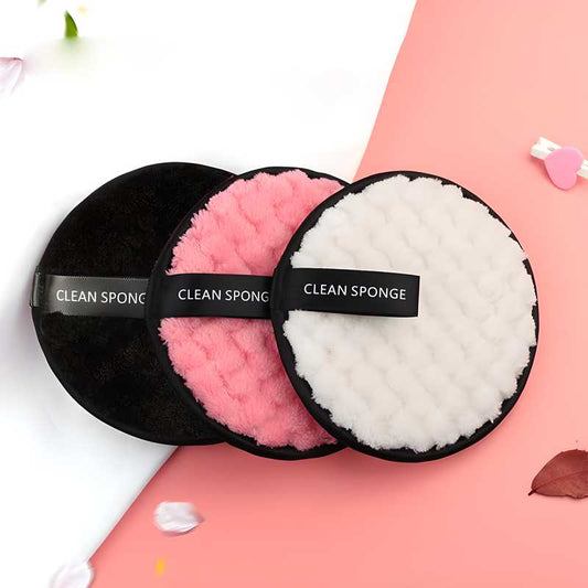 Herhaven Microfiber Reusable Makeup Removal Sponge Pads For Deep Cleansing (Pack of 3)